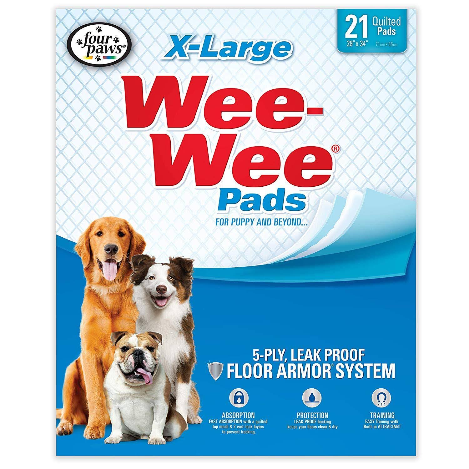 Four Paws Wee-Wee Pads 21 pack Extra Large White 28" x 34" x 0.1