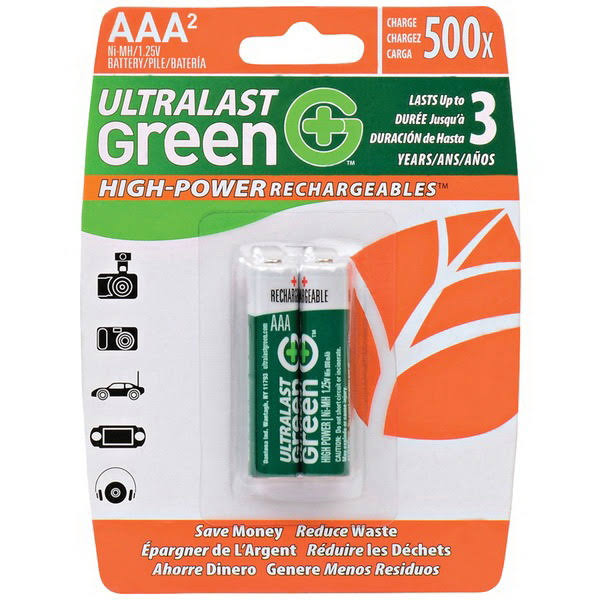 Ultralast ULGHP2AAA AAA Green High-power Rechargeable Batteries