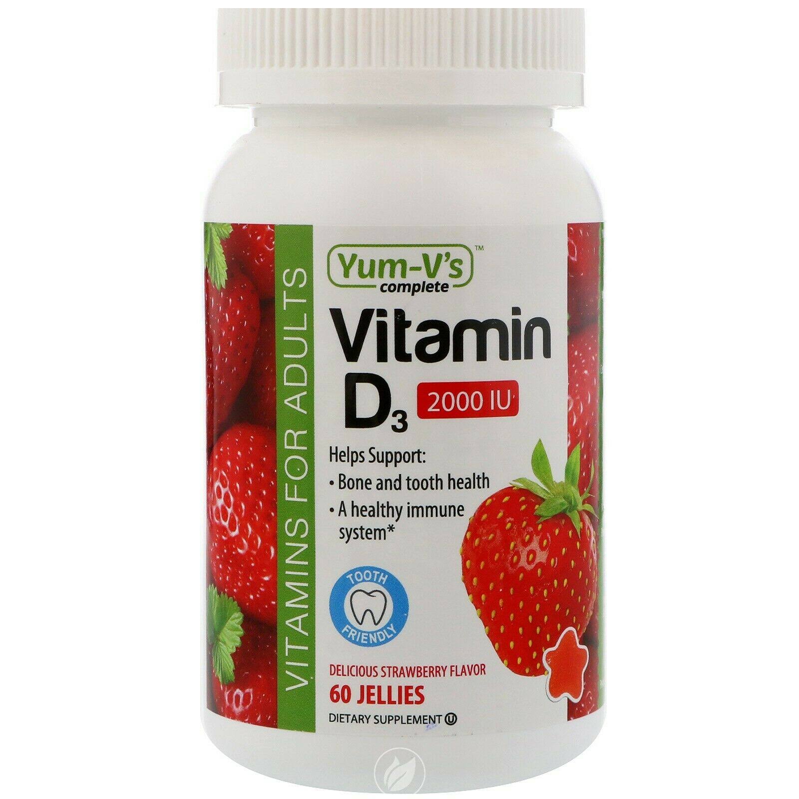 Yum - V's Vitamin D3 2000 IU 60 Count Strawberry Flavor Jellies