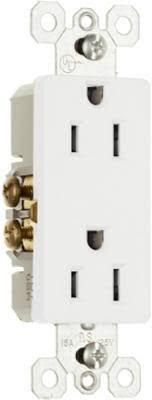 Pass and Seymour 885WCP8 Decorator Outlet - White, 2 Pole, 15amp