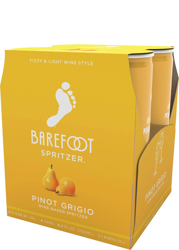 Barefoot Spritzer, Pinot Grigio - 4 cans, 8.4 fl oz