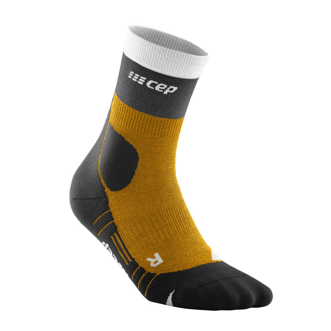 CEP Men's Hiking Light Merino Mid Cut Compression Socks, Sungold/grey, IV (LG)