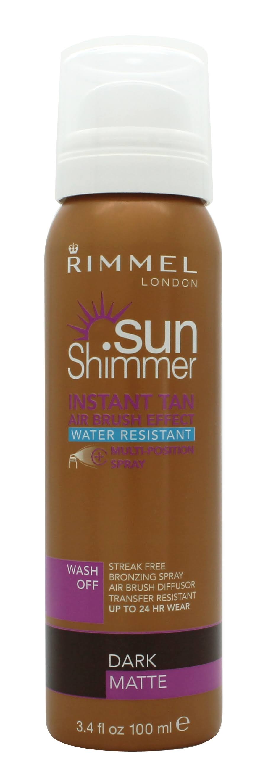 Rimmel Sun Shimmer Water Resistant Instant Tan Bronzing Spray - Dark Matte, 100ml