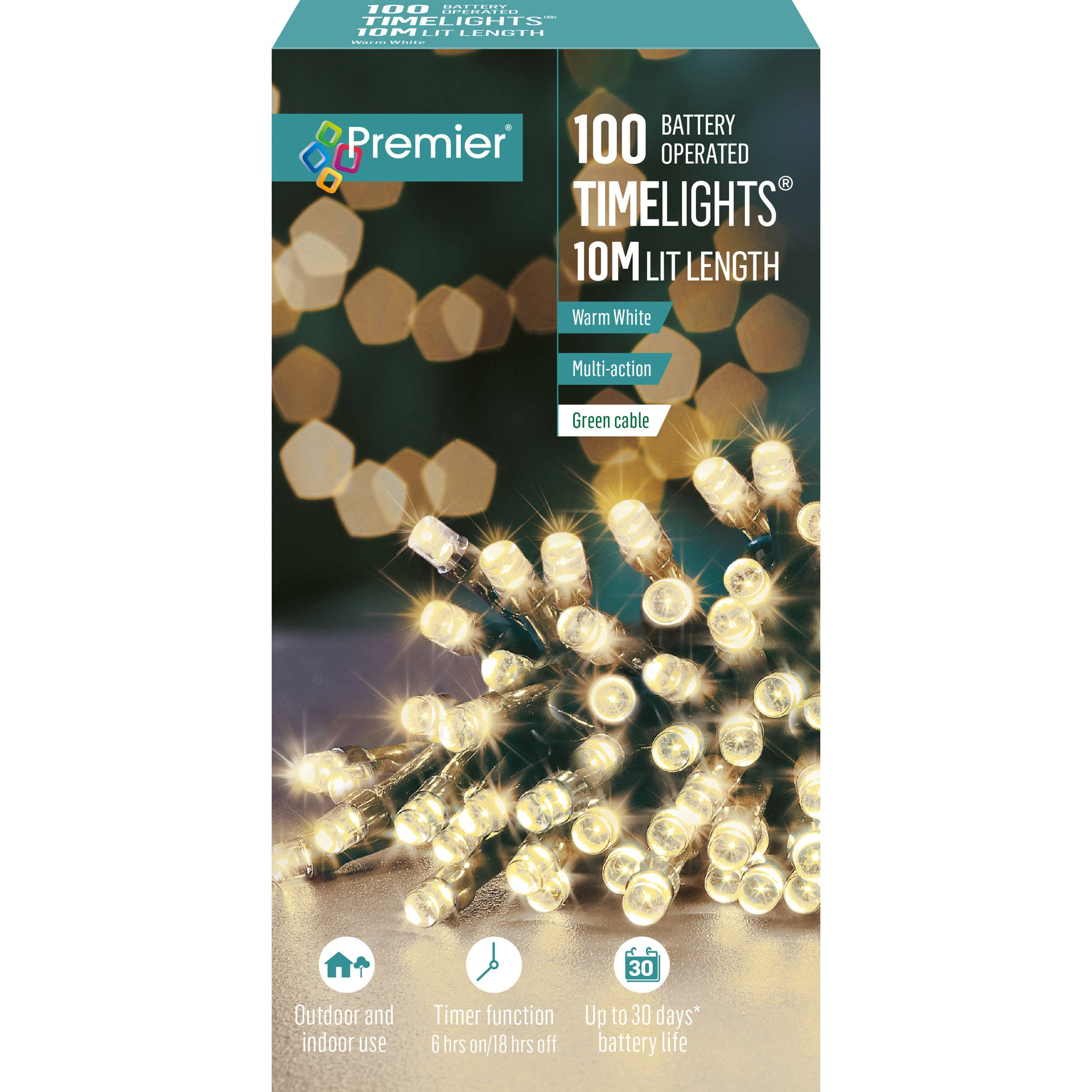 Premier 100 Battery Operated LED Lights, Warm White