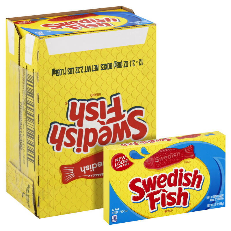 Swedish Fish Soft & Chewy Candy, Christmas Candy, 12 - 3.1 oz Boxes