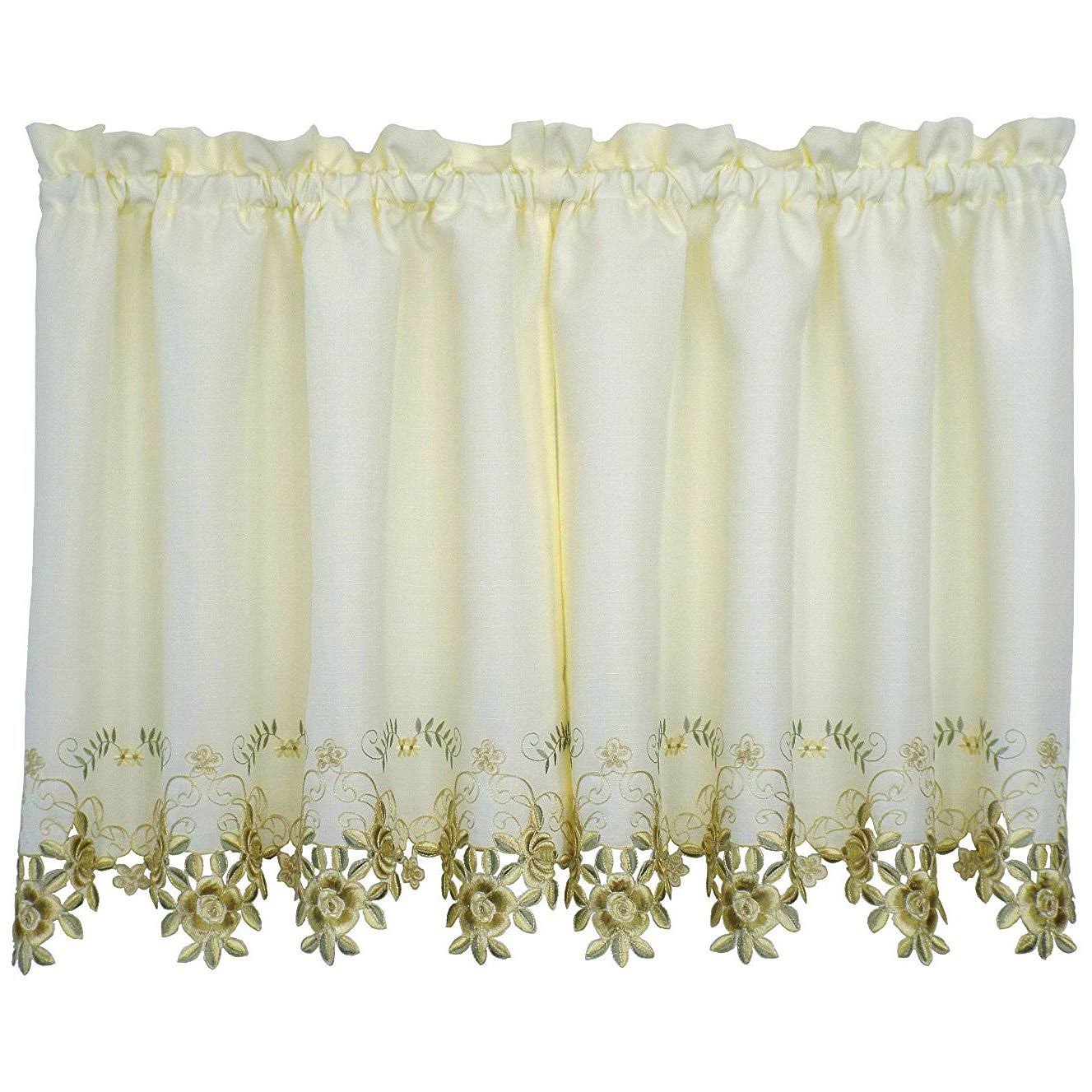 Today's Curtain Verona Reverse Embroidery Window Tier - Ecru/Antique, 24"