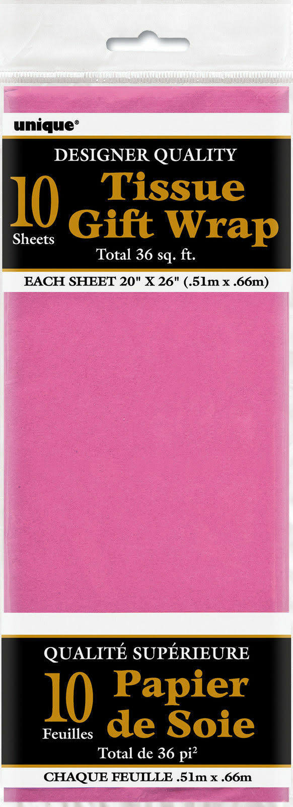Unique Industries Tissue Paper Sheets - Hot Pink, 26" x 20", 10ct