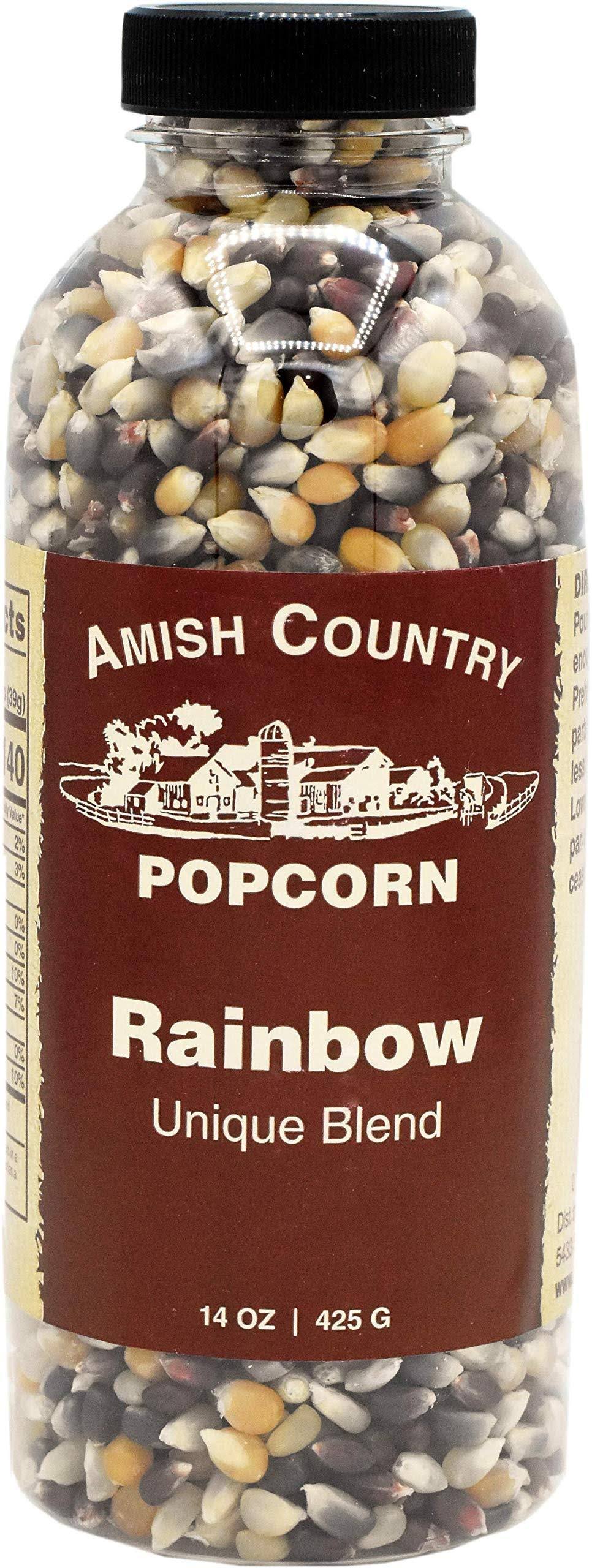 Amish Country Popcorn | 14 oz Bottle | Rainbow Popcorn Kernels | Old F