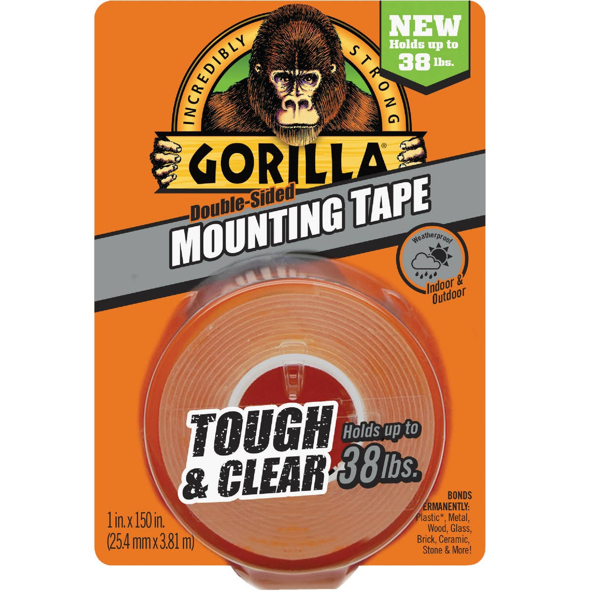 Gorilla 1 In. x 150 In. Tough & Clear Double-Sided Mounting Tape (38 Lb. Capacity) 6036002