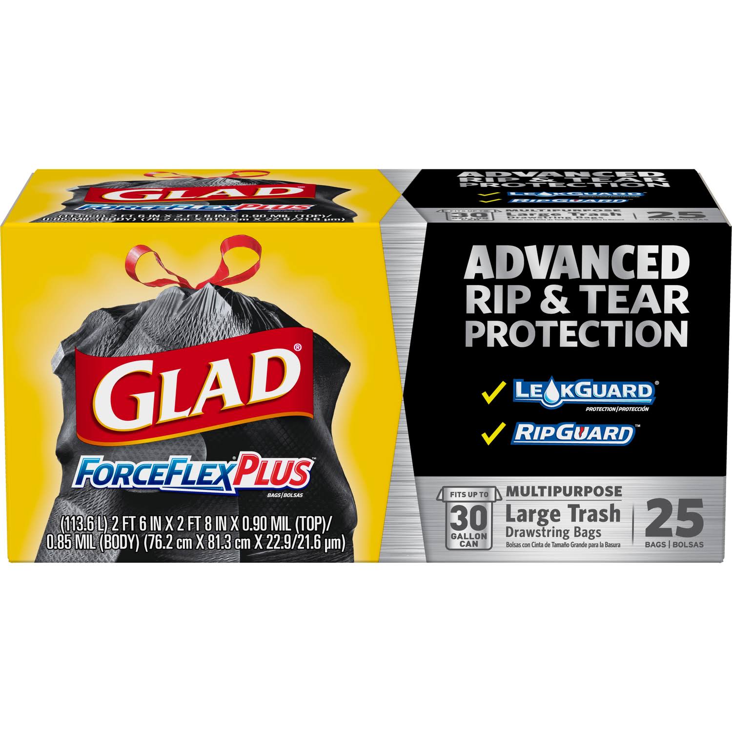 Glad ForceFlex Extra Strong Drawstring Trash Bags - 30 Gallon, Large