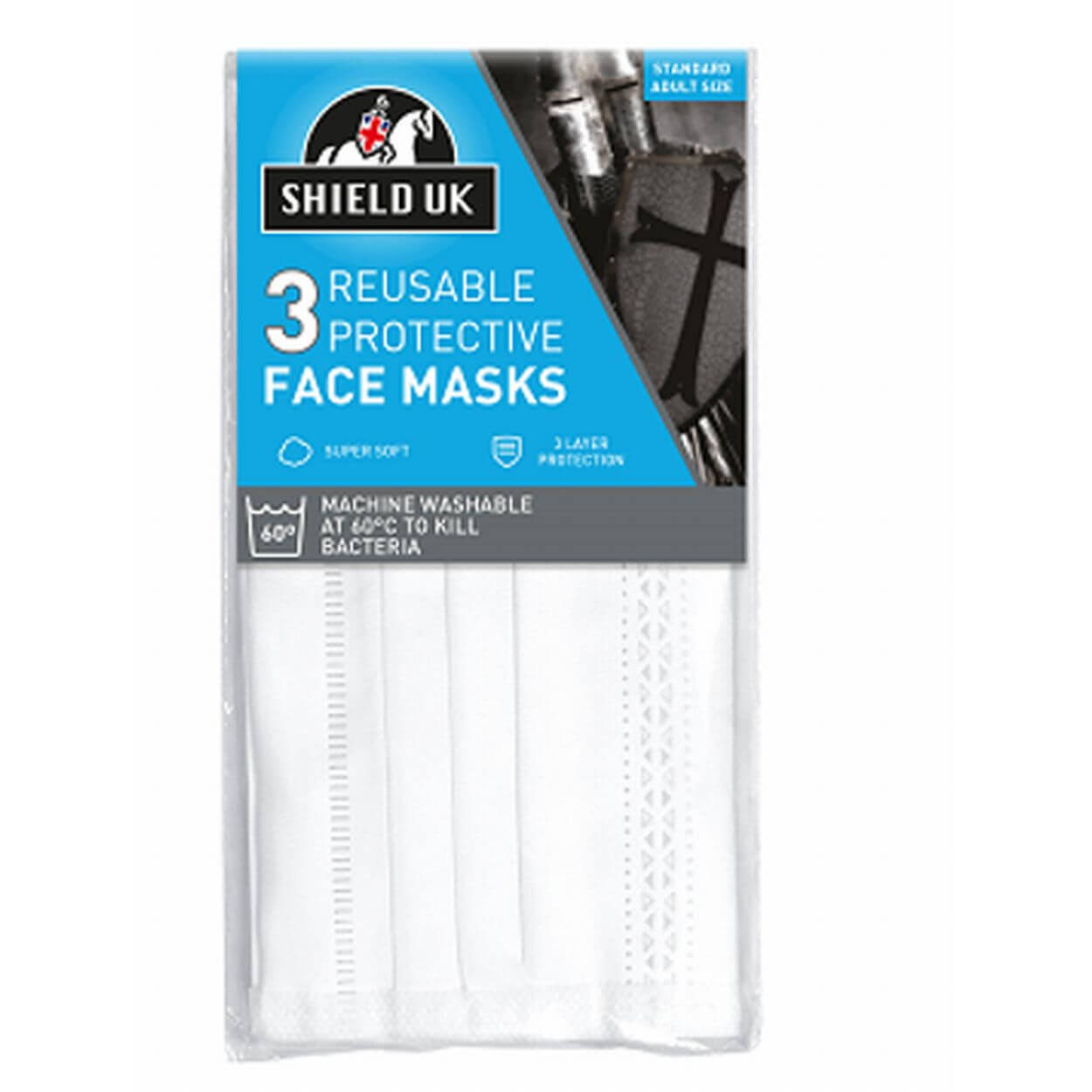 3 Pack Reusable/Washable Protective Face Masks, White