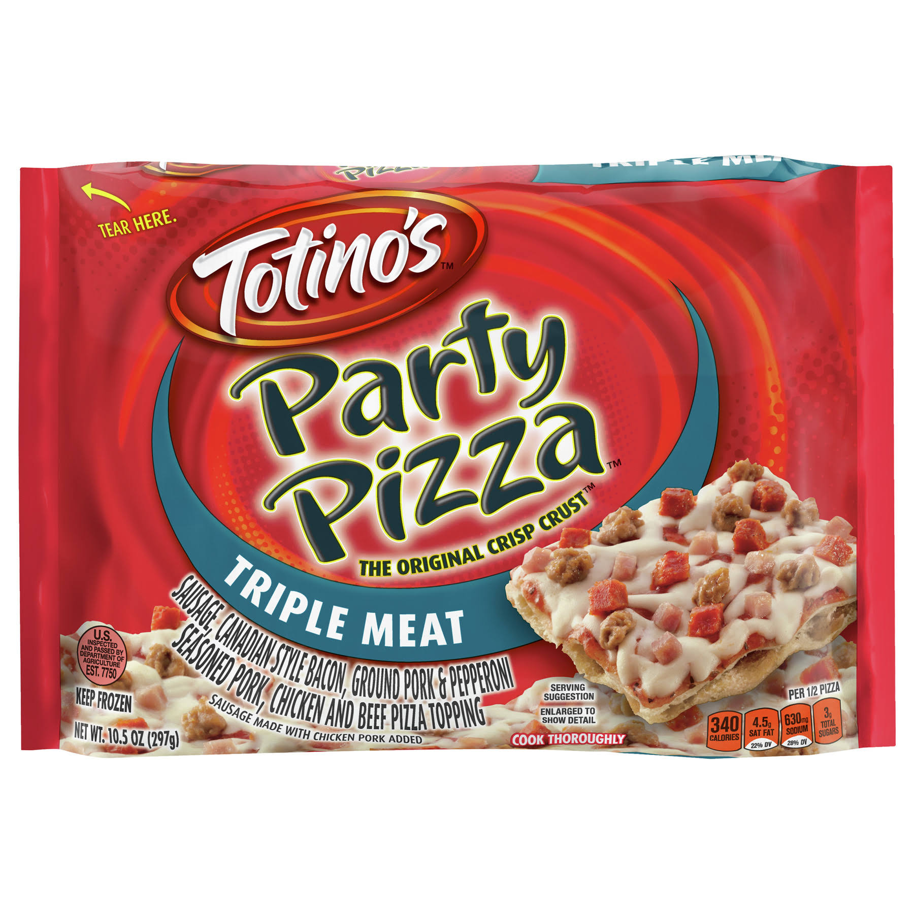 Totino's Party Pizza - Triple Meat, 10.5oz
