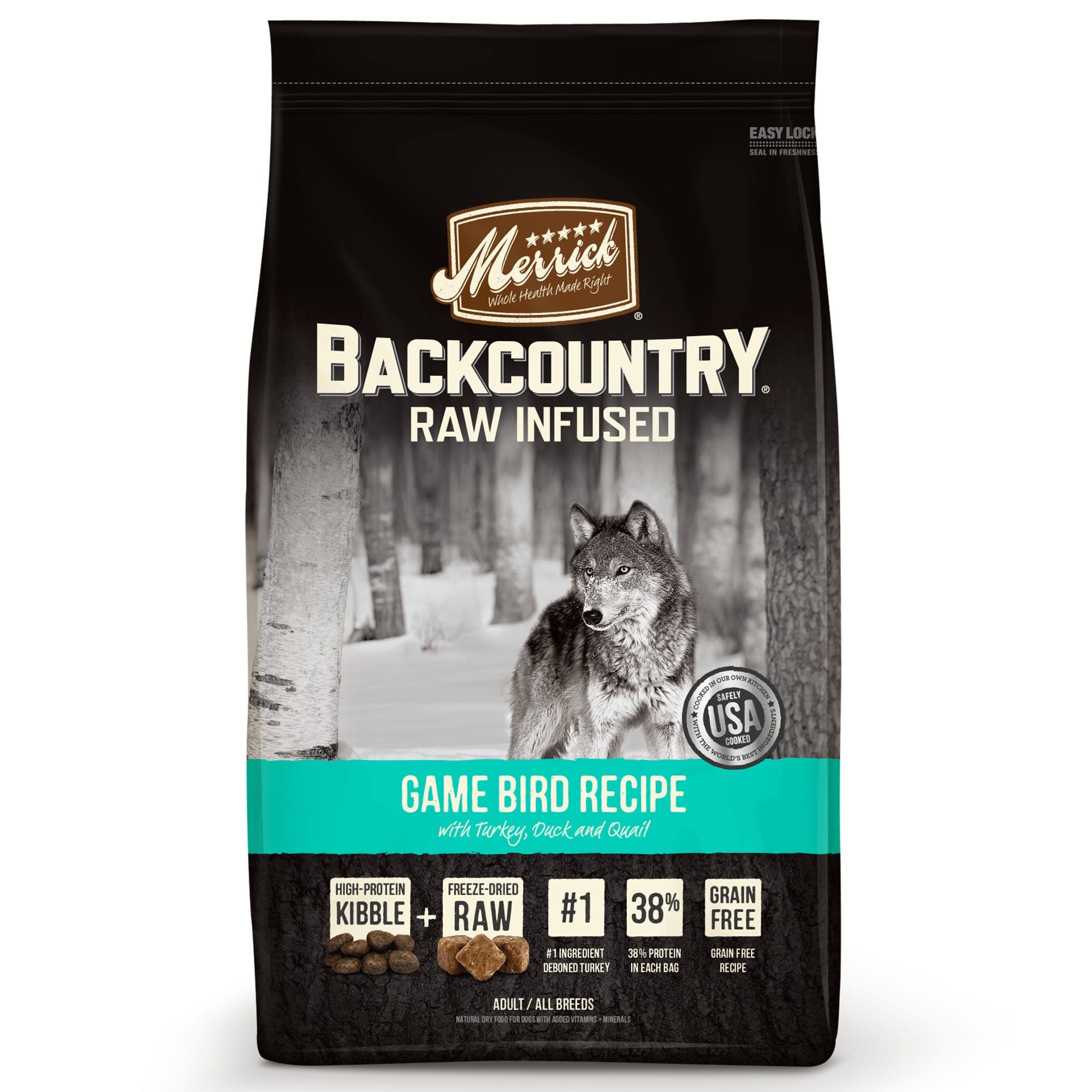 Merrick Backcountry Raw Infused Grain-Free Adult Dry Dog Food - 12lb, Game Bird Recipe