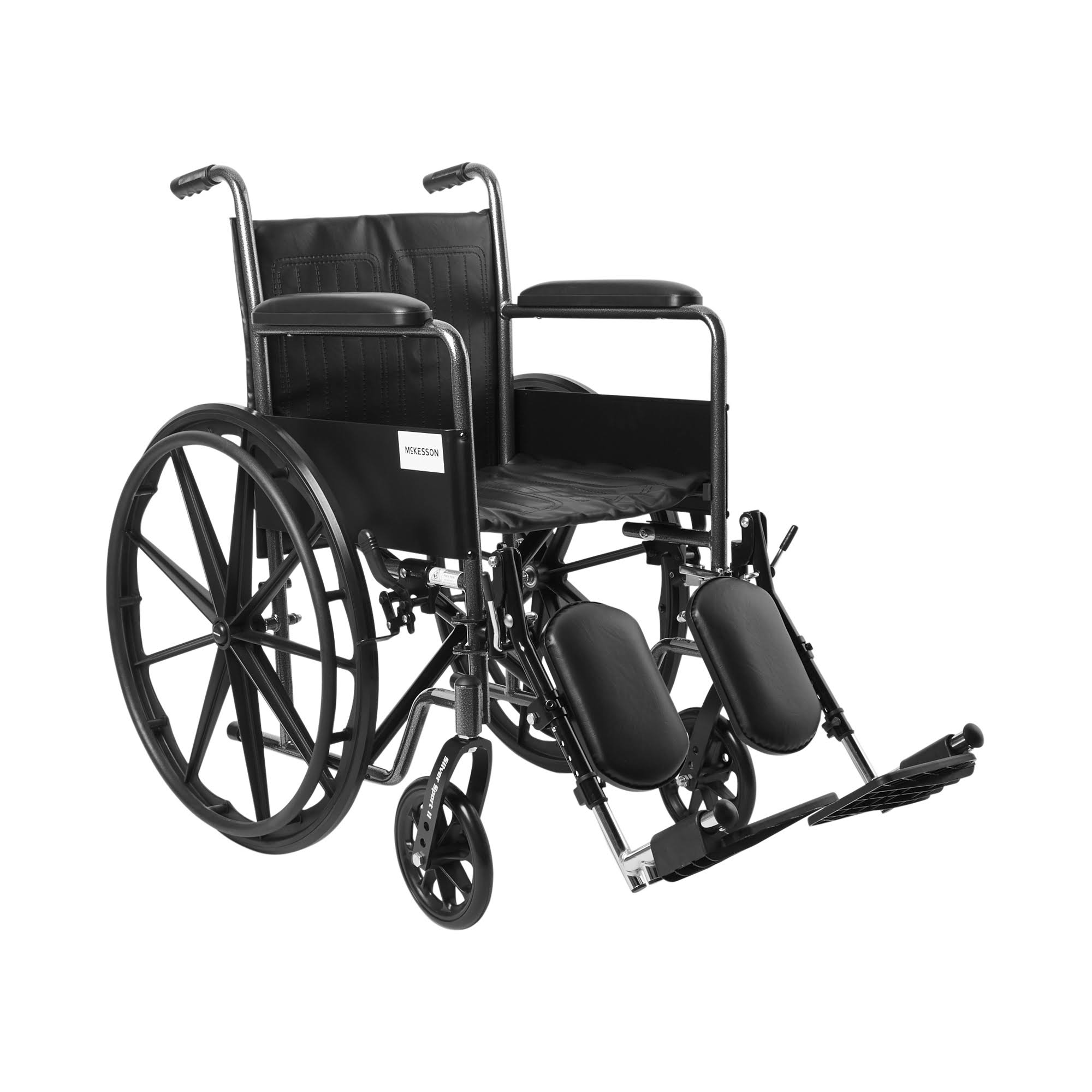 McKesson Drive Wheelchair - Standard Fixed Arms, Black, 18"