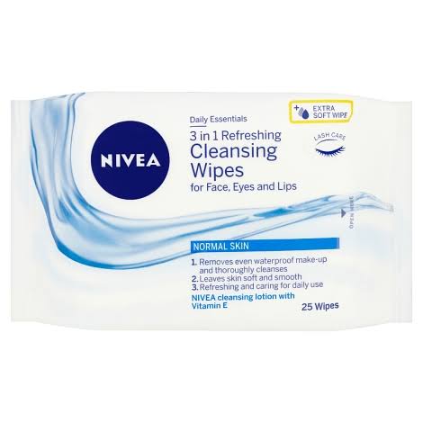 Nivea Daily Essentials 3in1 Refreshing Cleansing Wipes - Normal Skin, 25 Wipes