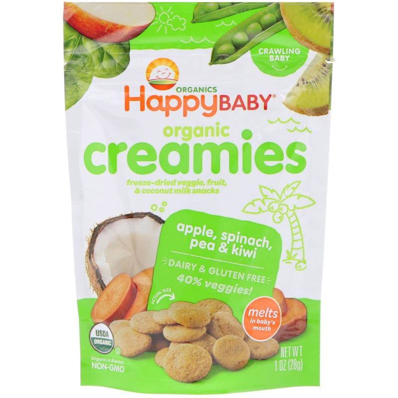 Happy Creamies Organic Snacks - Apple/Spinach/Pea/Kiwi, 1oz