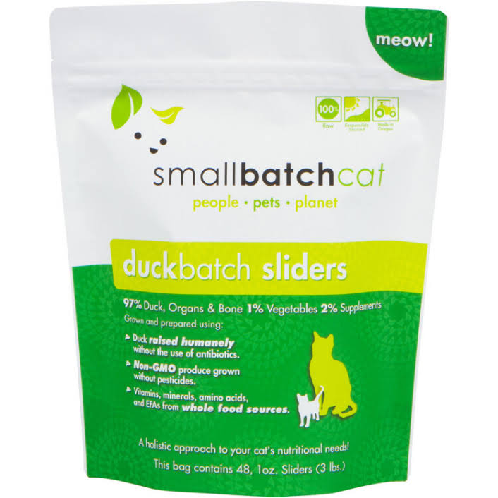 Small Batch Duck Frozen Raw Cat Food / Sliders, 3 lbs