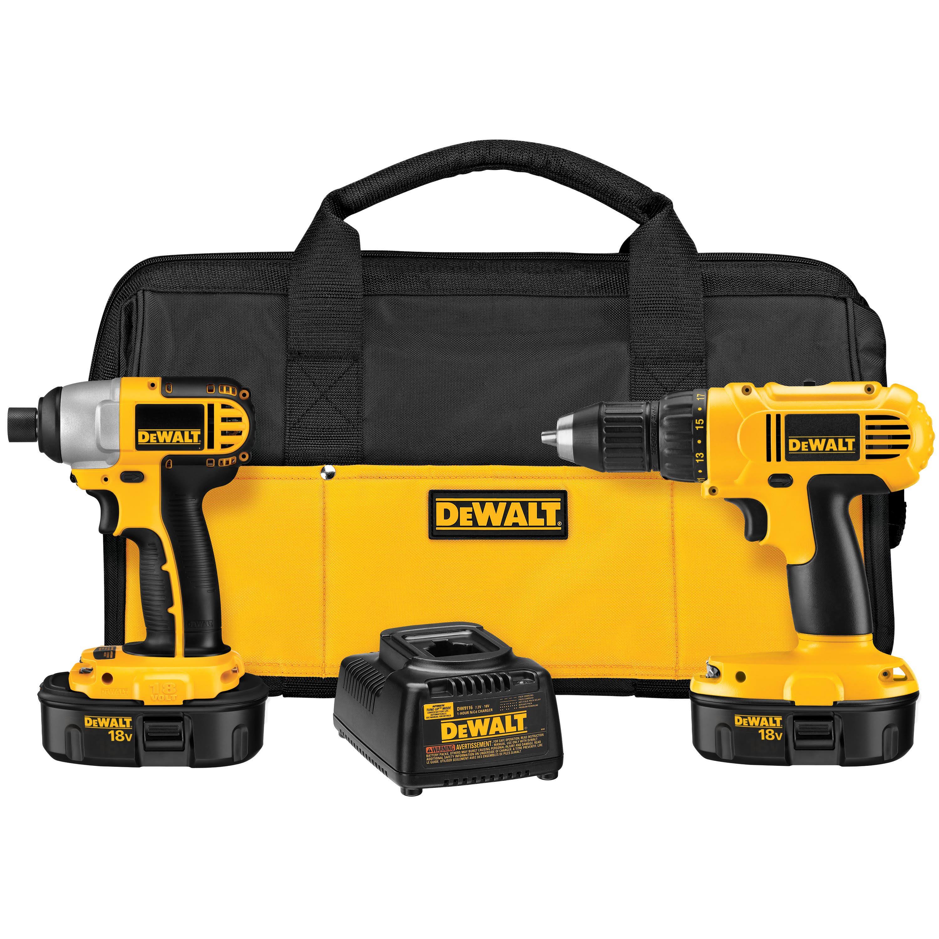 Dewalt Cordless Compact Drill Driver and Impact Driver Combo Kit - 18V