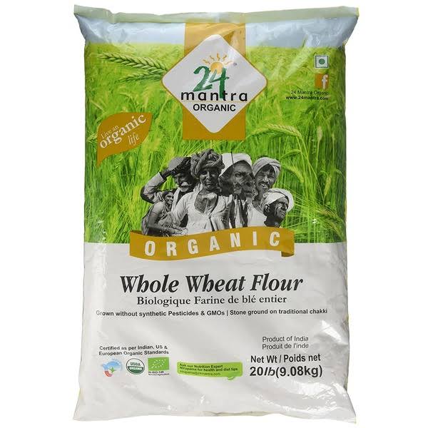 24 Mantra Organic Whole Wheat Flour (Atta) 20 lbs