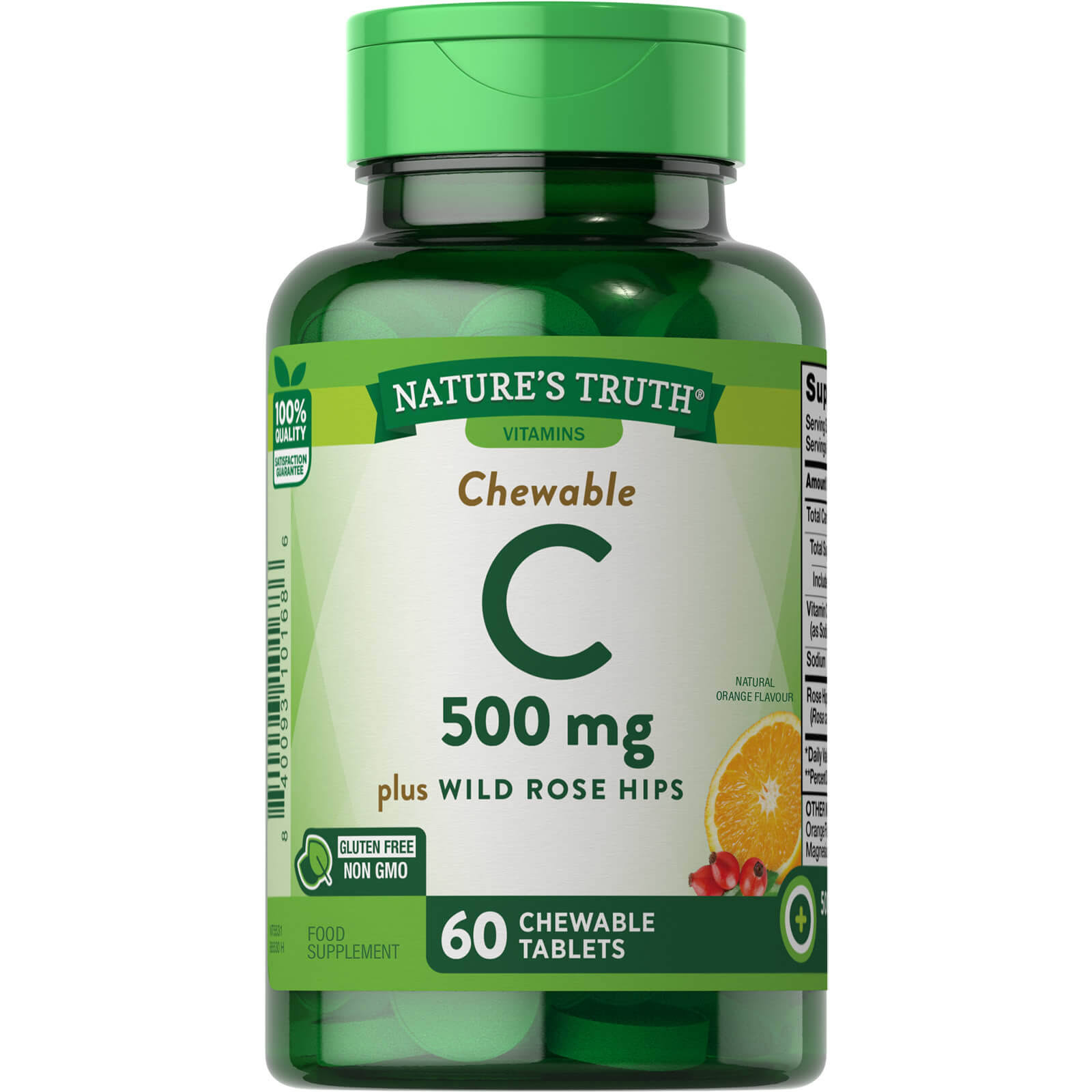 Nature's Truth Chewable C Plus Rose Hips Supplement - 60 Chewable Tablets