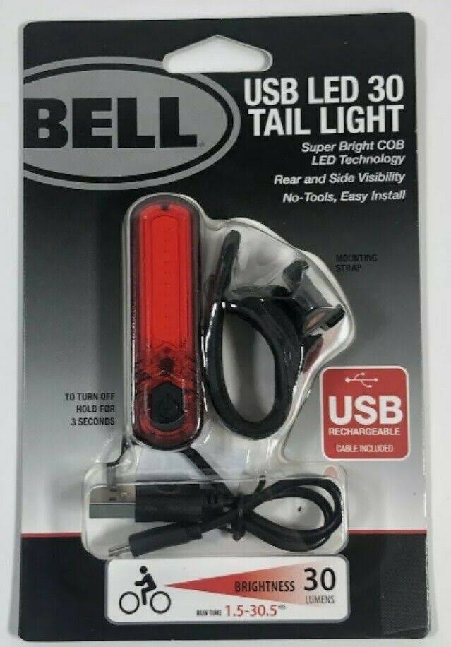 Bell LED 30 USB Rechargeable Bicycle Bike Tail Light Steady / Flash Mode New