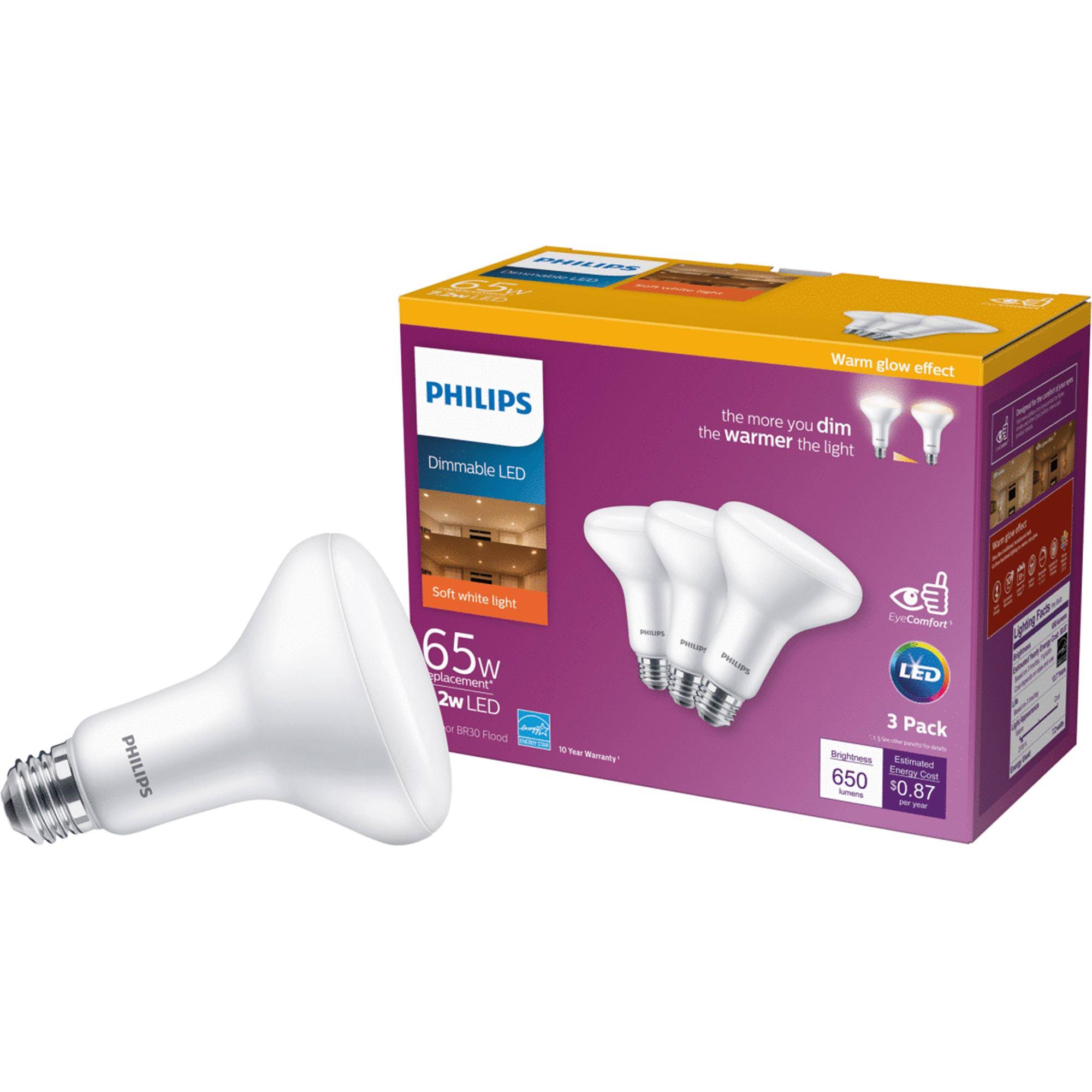 Philips Light Bulbs, LED, Soft White, 7.2 Watts, 3 Pack - 3 bulb