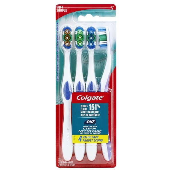 Colgate 360 Degrees Toothbrushes, Soft, 4 Value Pack - 4 toothbrushes