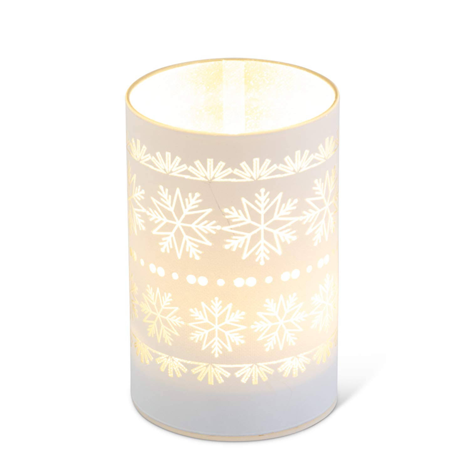 Snowflake Design White LED Glass Candle Votives, 3 Sizes Medium