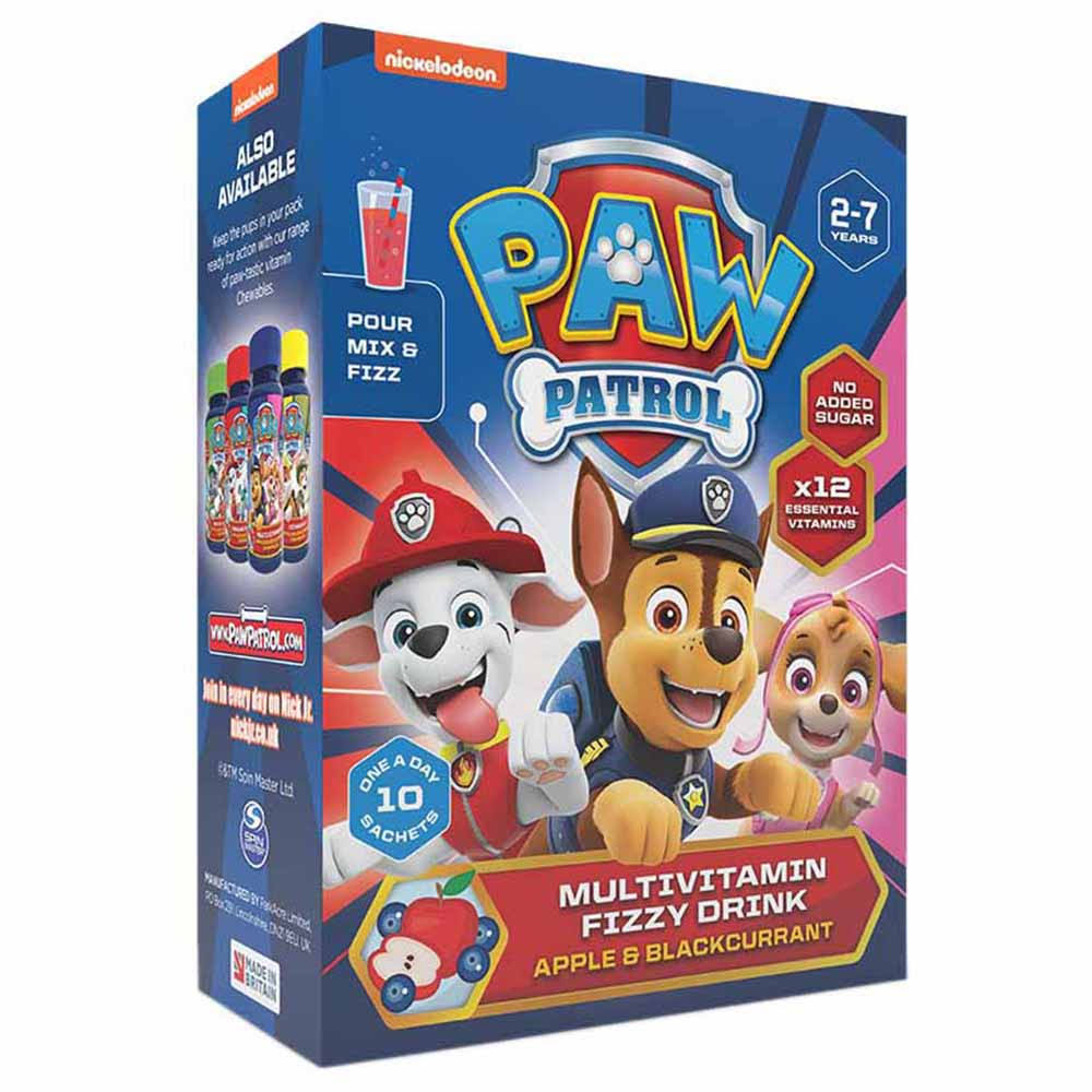 Paw Patrol Nickelodeon Multivitamin Fizzy Drink Apple & Blackcurrant 10 Sachets
