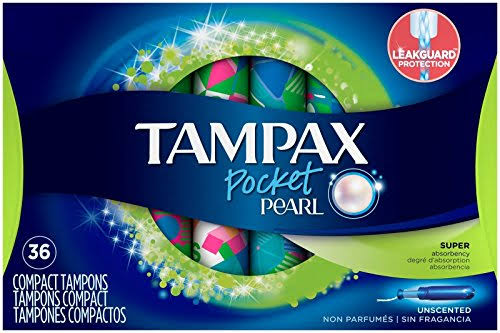 Tampax Pocket Pearl Super Absorbency Unscented Compact Tampons - 36pk