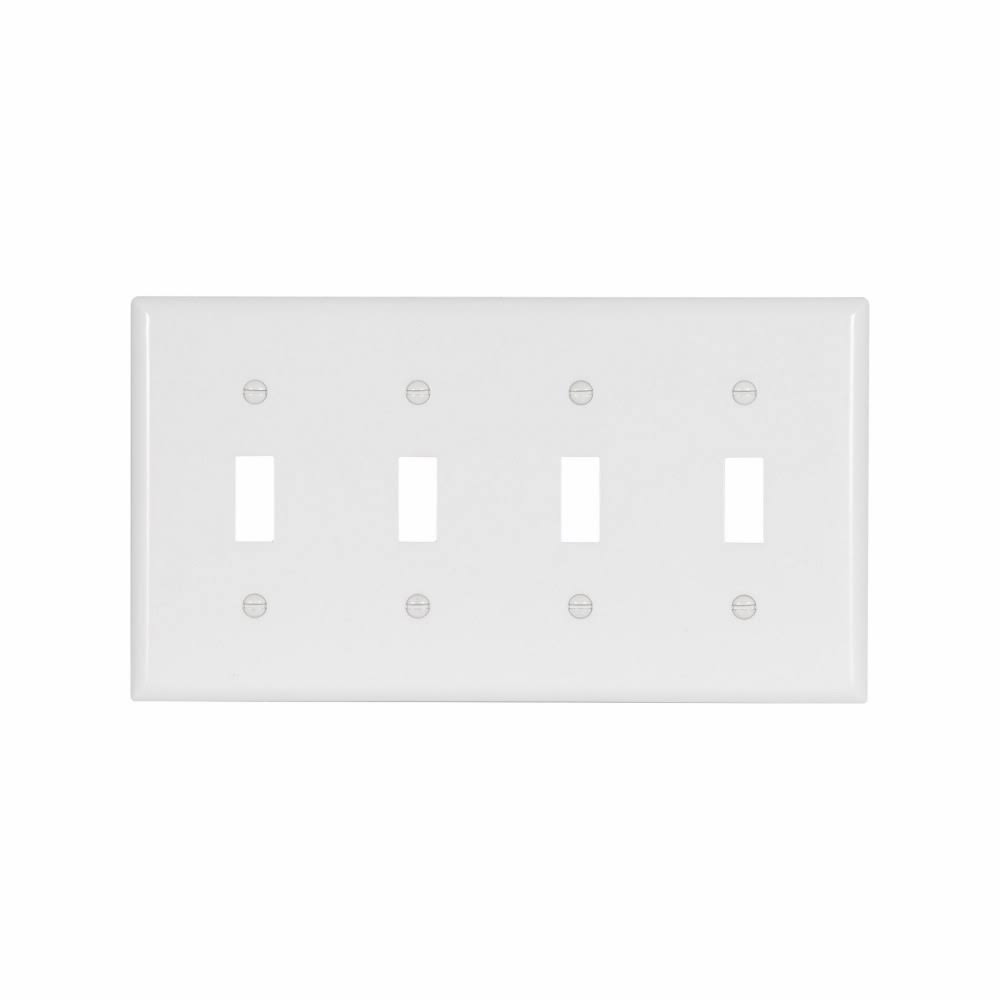 Cooper White Toggle Switch Plate - White, 4-Gang