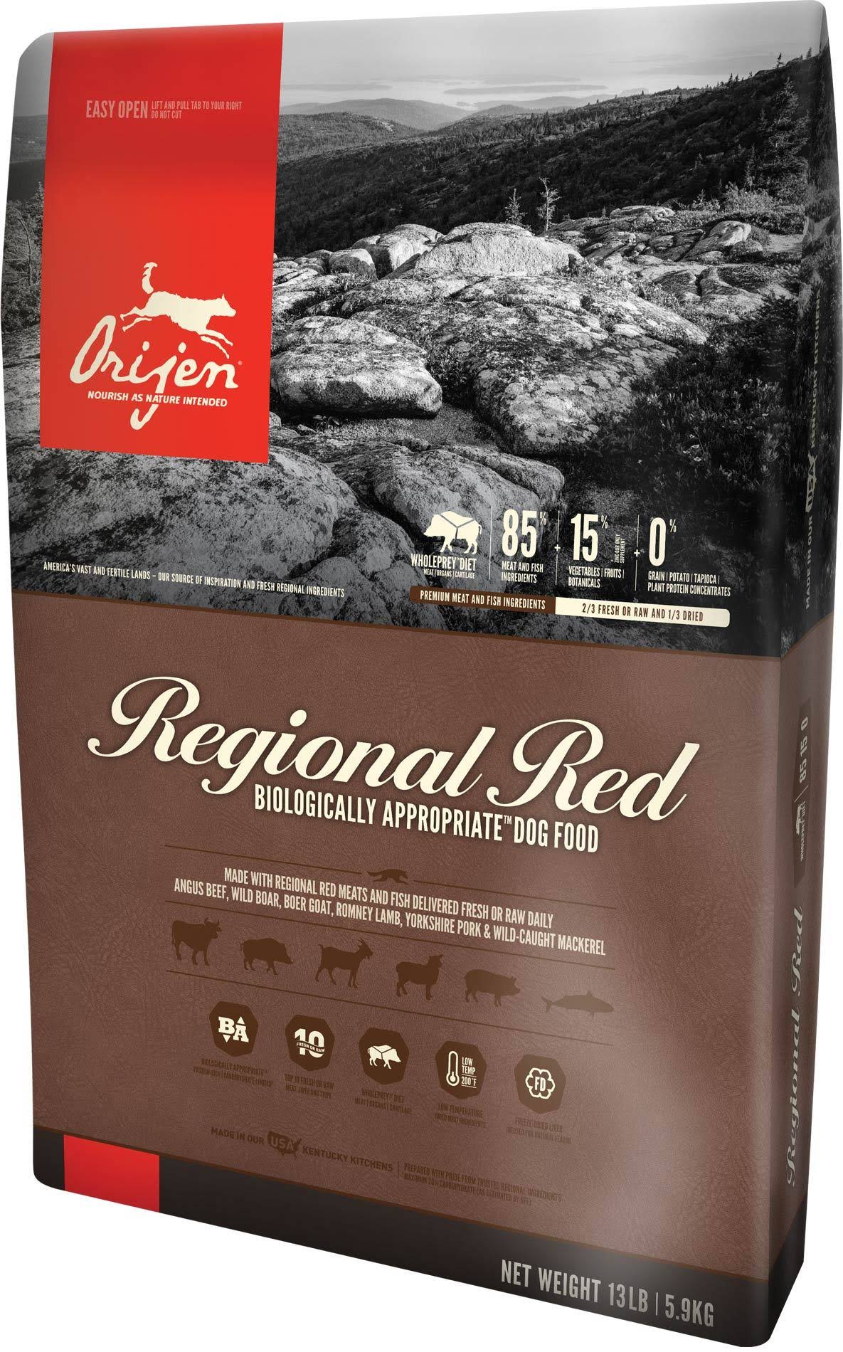 ORIJEN Dog Regional Red Recipe, 4.5lb, High-Protein Grain-Free Dry Dog Food, Packaging May Vary