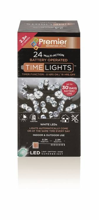 Christmas 24 Battery Timer LED Lights Indoor or Outdoor - White