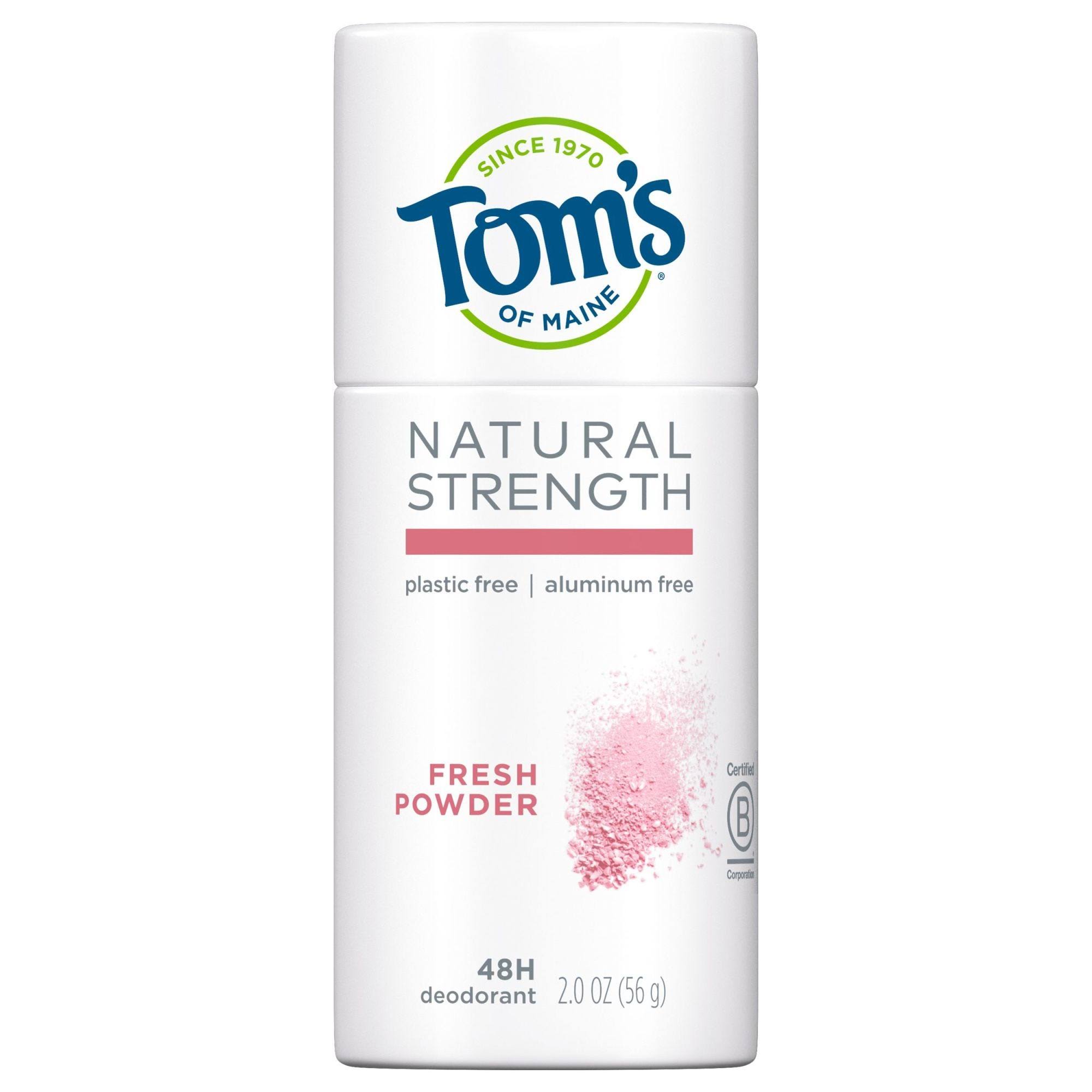 Tom's of maine natural strength plastic-free aluminum-free deodorant, fresh powder, 2 oz