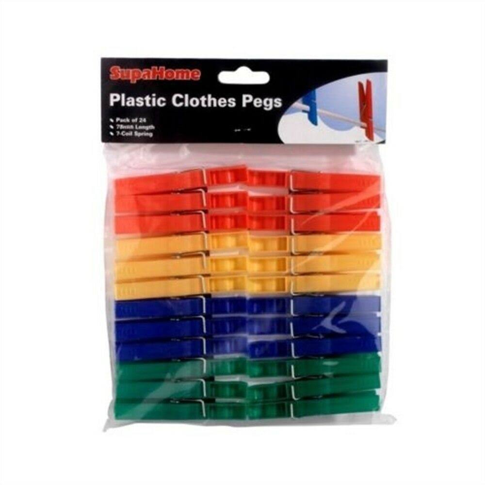 SupaHome Plastic Clothes Pegs Pack of 24 L78mm 346848 Sale