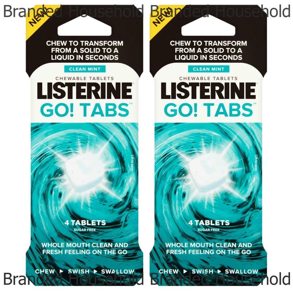 Listerine Go! Tabs Clean Mint Chewable Tablets - 4pk