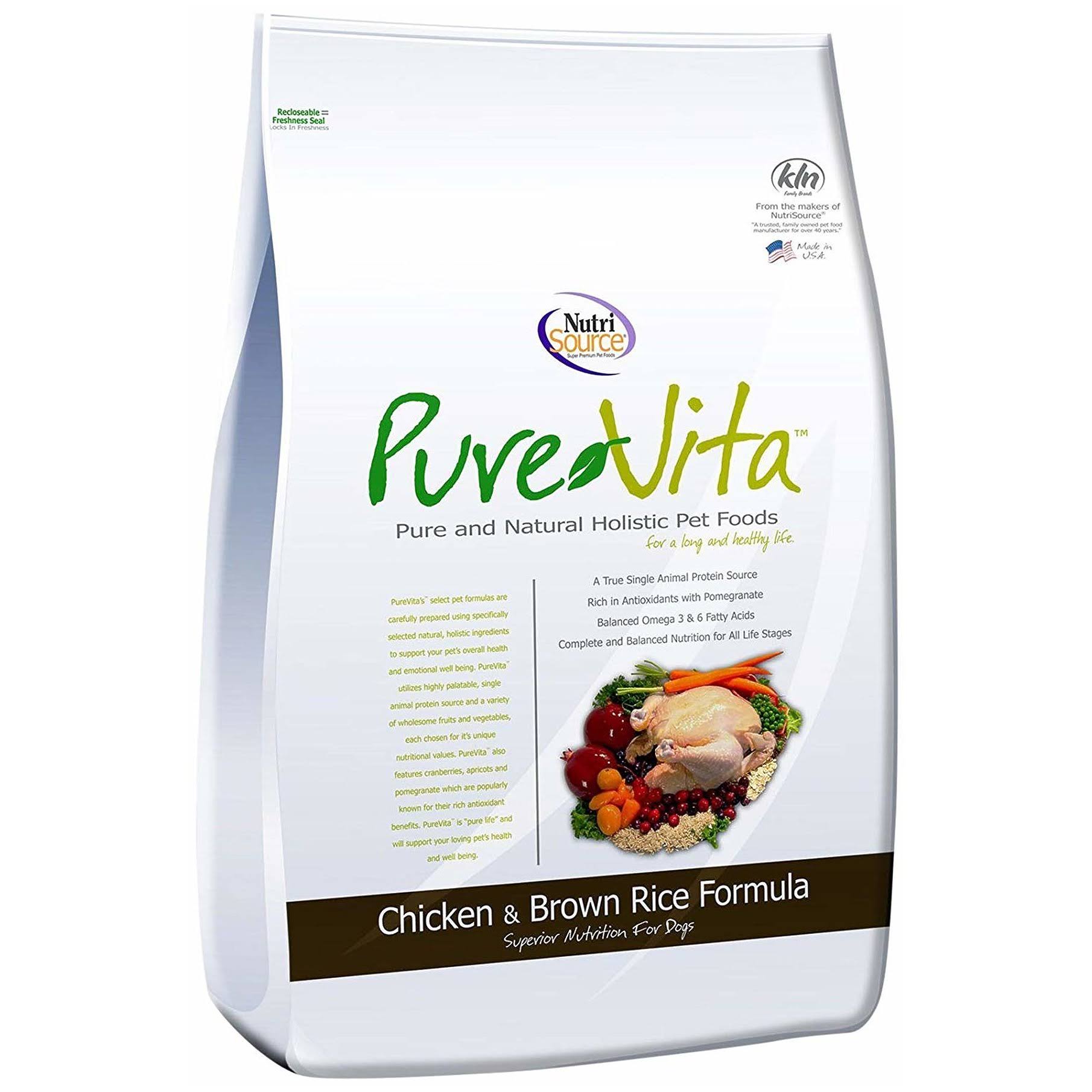 NutriSource Pure Vita Dry Dog Food - Chicken & Brown Rice, 5lb