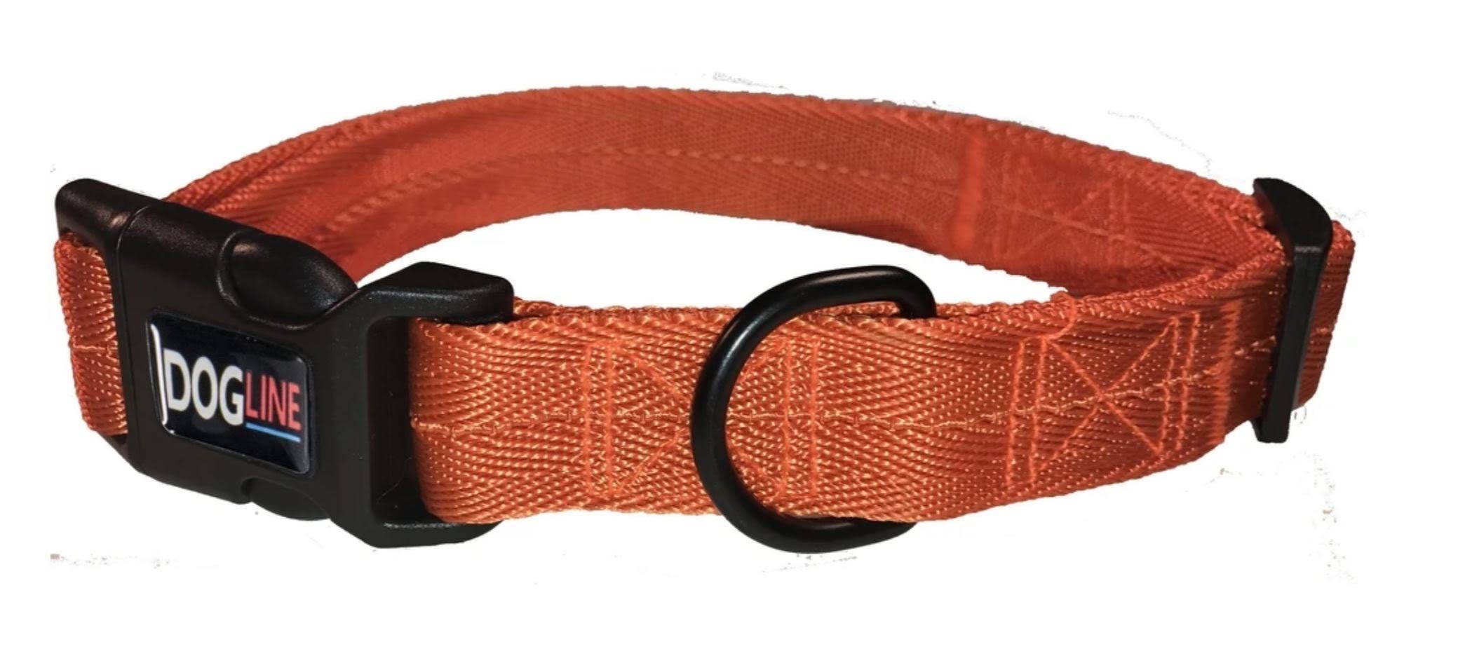 Dogline Nylon Flat Collar - Orange / L 16-24" x W 1"