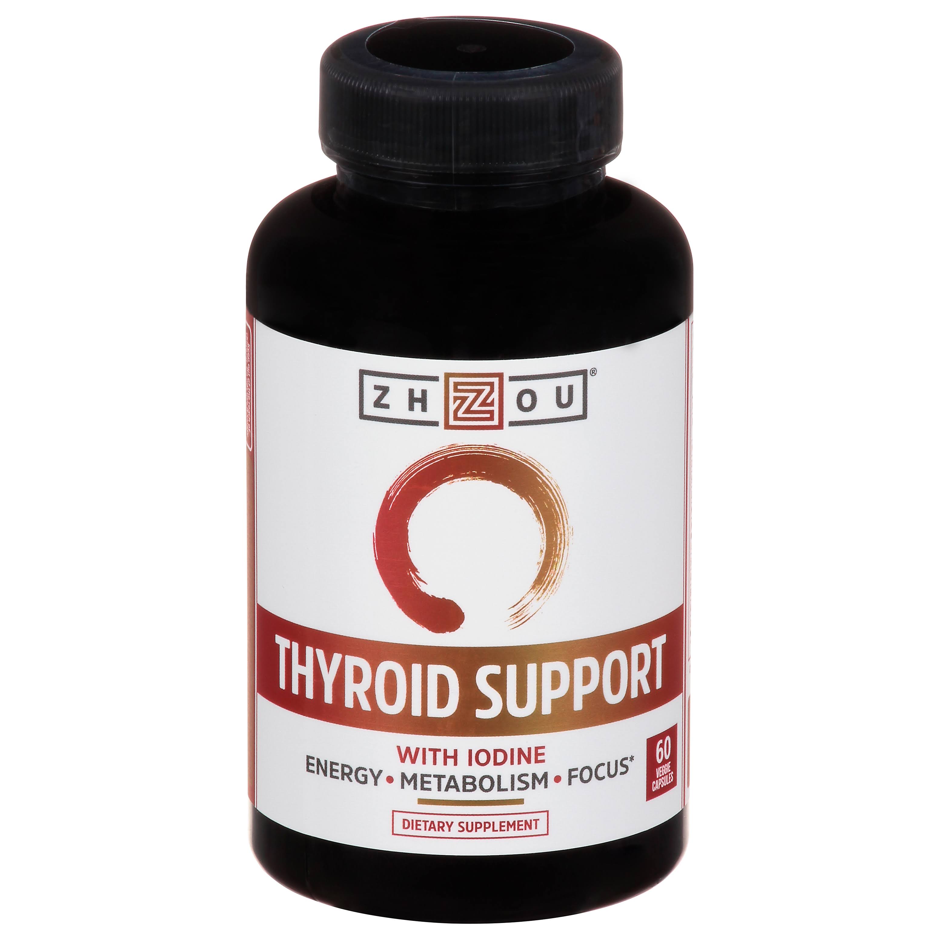 Zhou Nutrition Thyroid Support With Iodine Veggie Capsules - 60ct