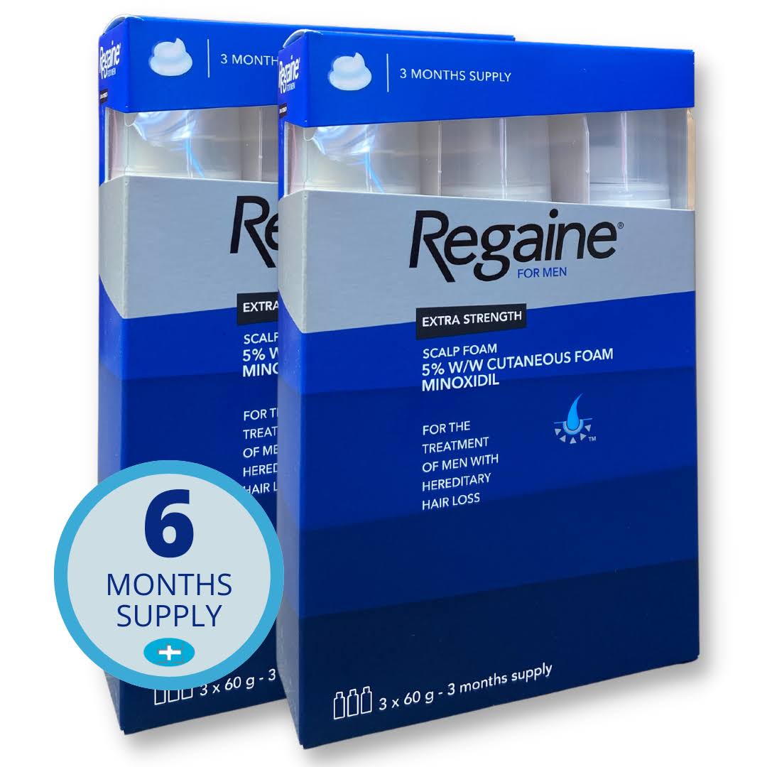 Regaine For Men Extra Strength Foam 5% Minoxidil 3,6,9,12 Months Supply 12 Month Supply 12 x 60g - Regaine Foam
