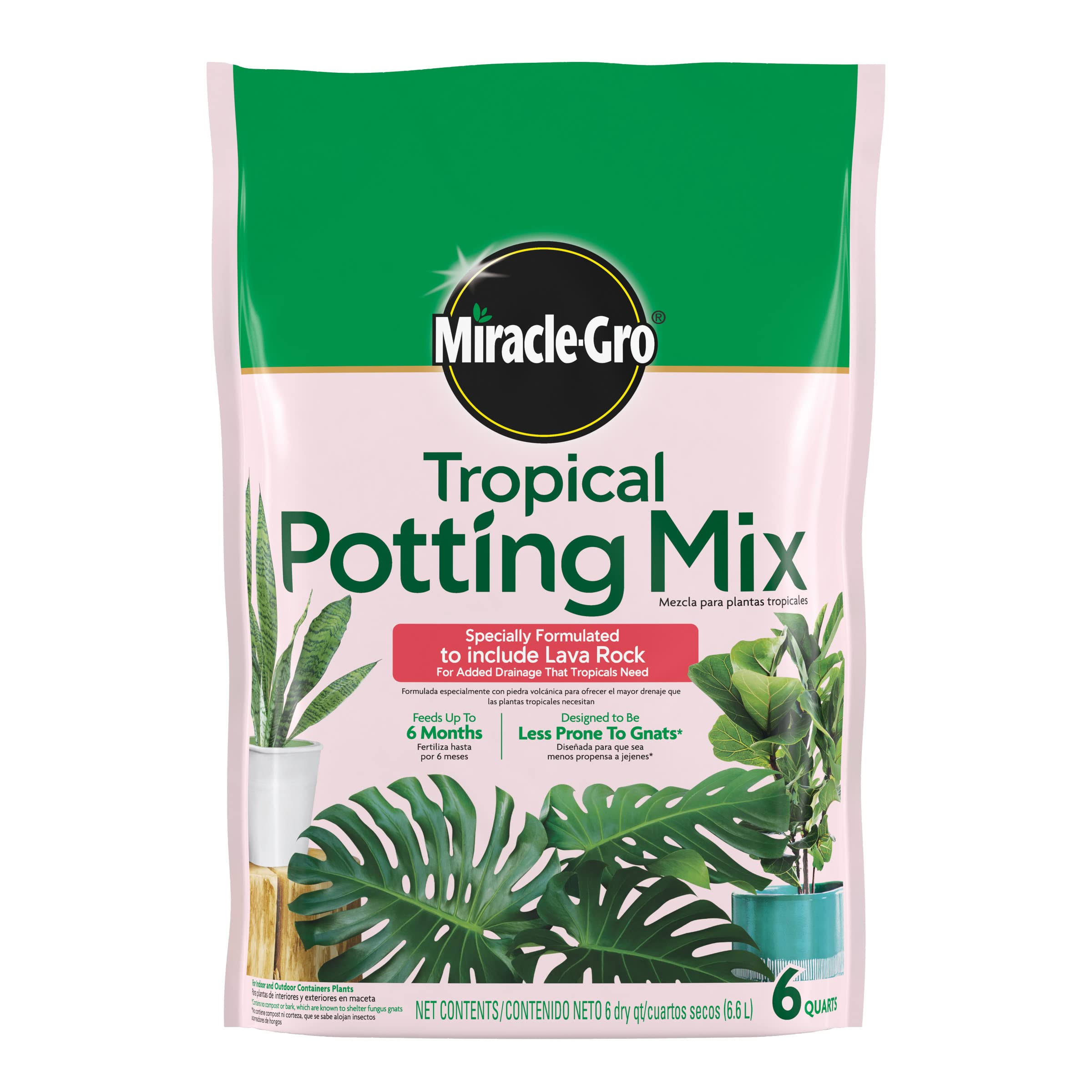 Miracle-Gro Tropical Potting Mix, 6 QT - Growing Media for Tropical Plants Living in Indoor and Outdoor Containers