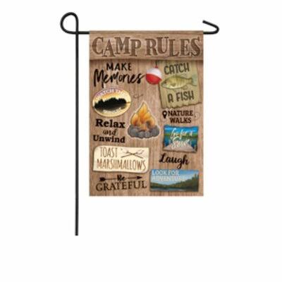 Evergreen Enterprises, Inc. Camp Rules 2-Sided Polyester 18 x 13 in. Garden Flag