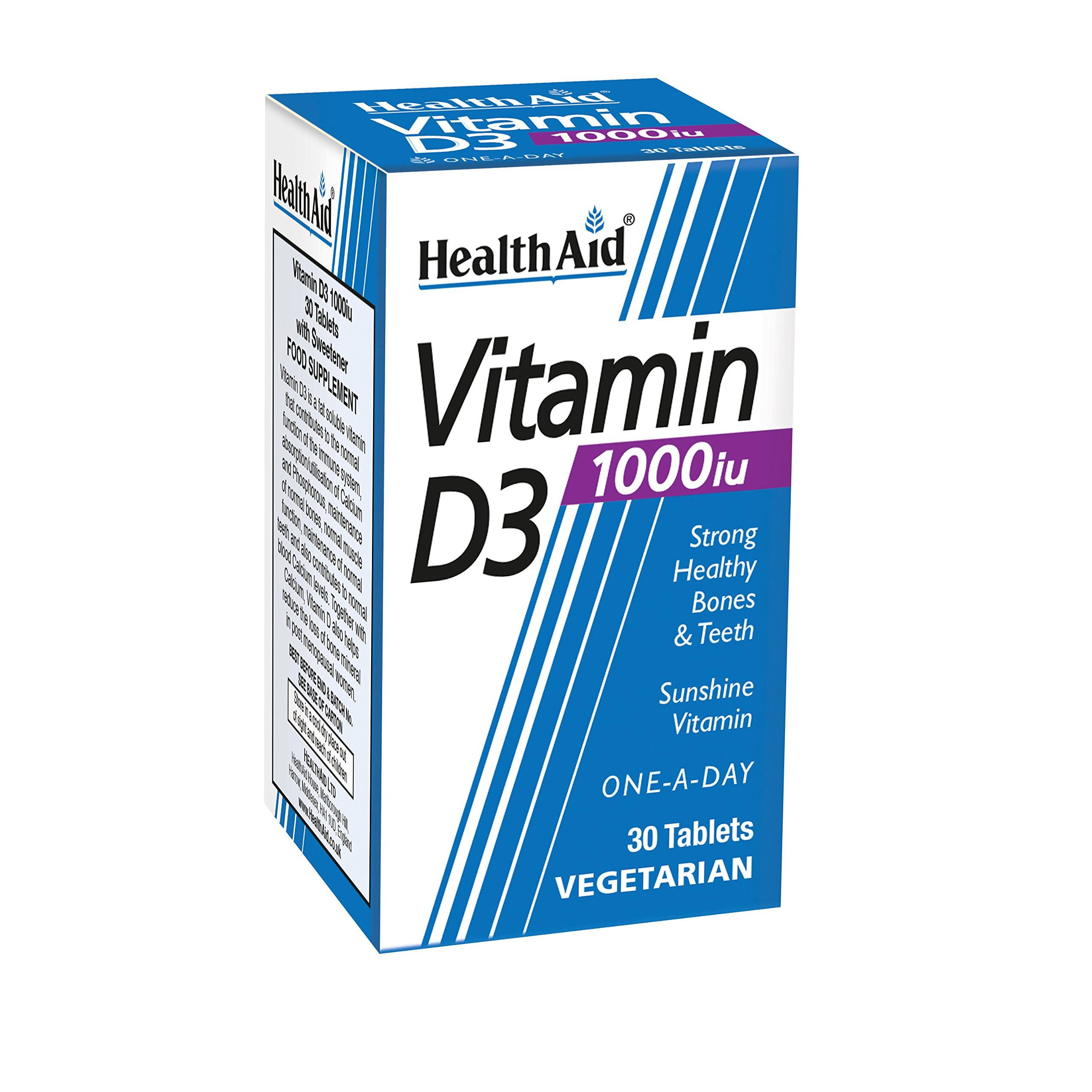 Health Aid Vitamin D3 1000iu Tablets - 30 Pack