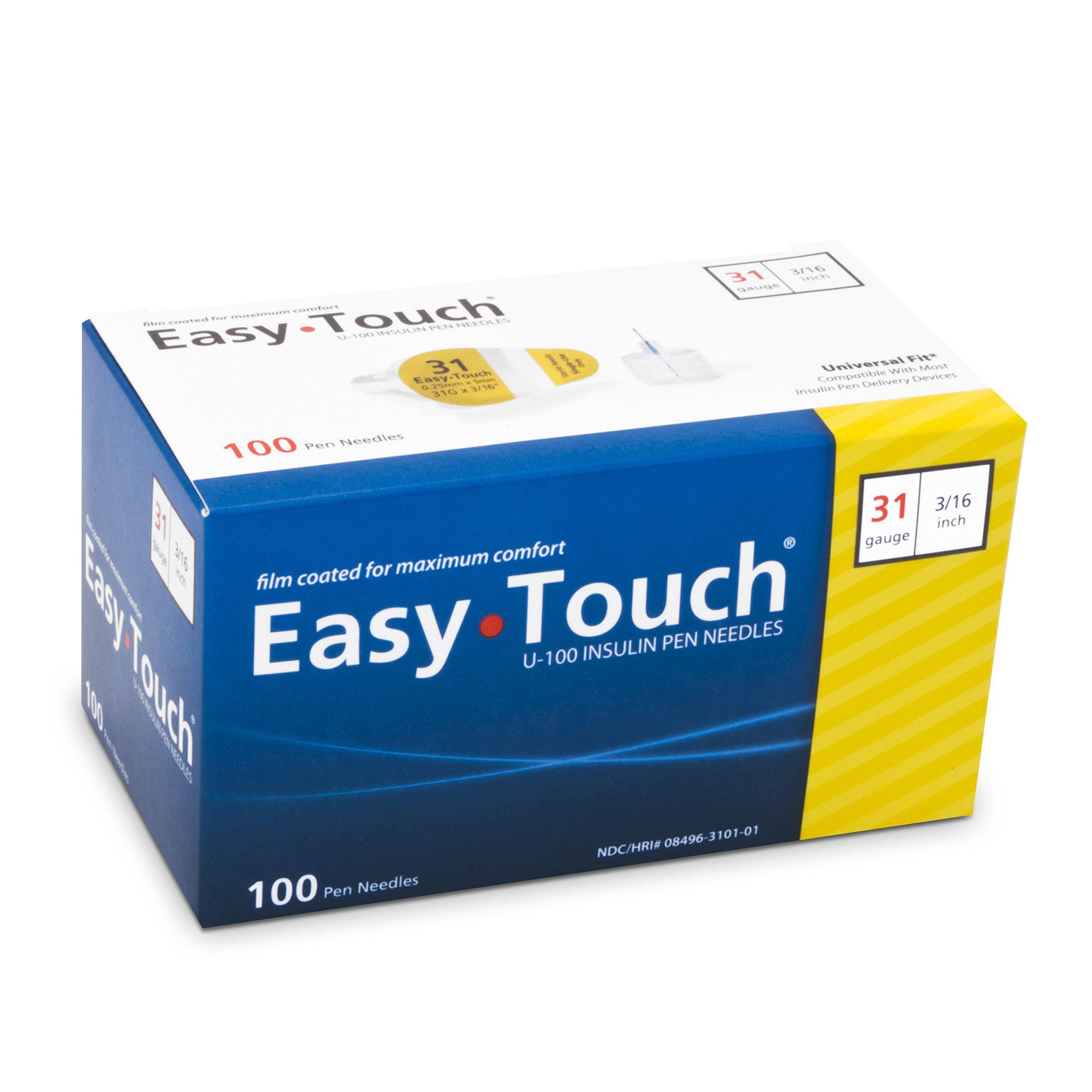 Easy Touch Pen Needles - 31 Gauge, 3/16", x100