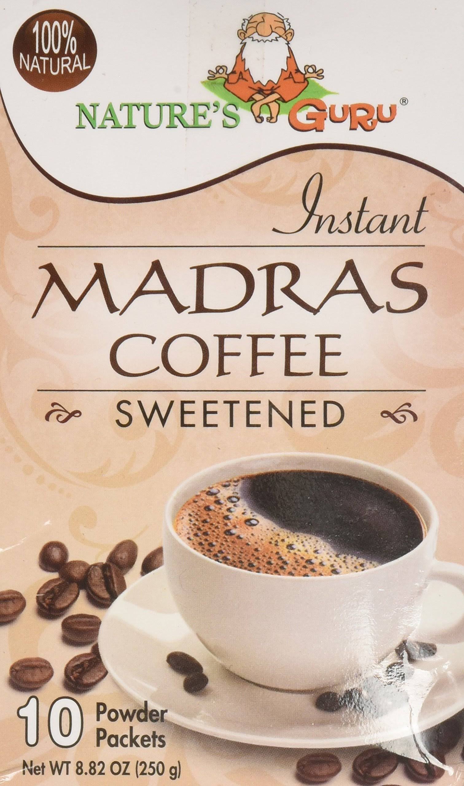 Nature's Guru Instant Madras Coffee Drink Mix Sweetened 10 Count Singl