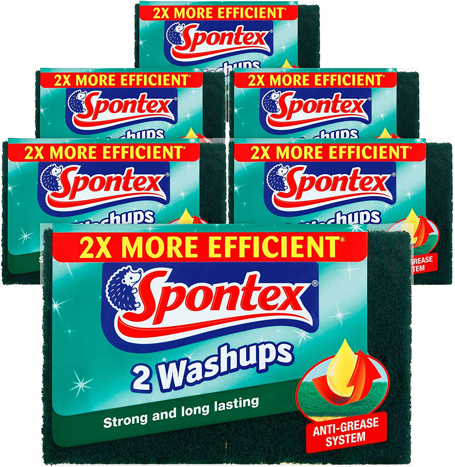 Spontex Washups Sponge Scourers - Pack of 6, Total 12