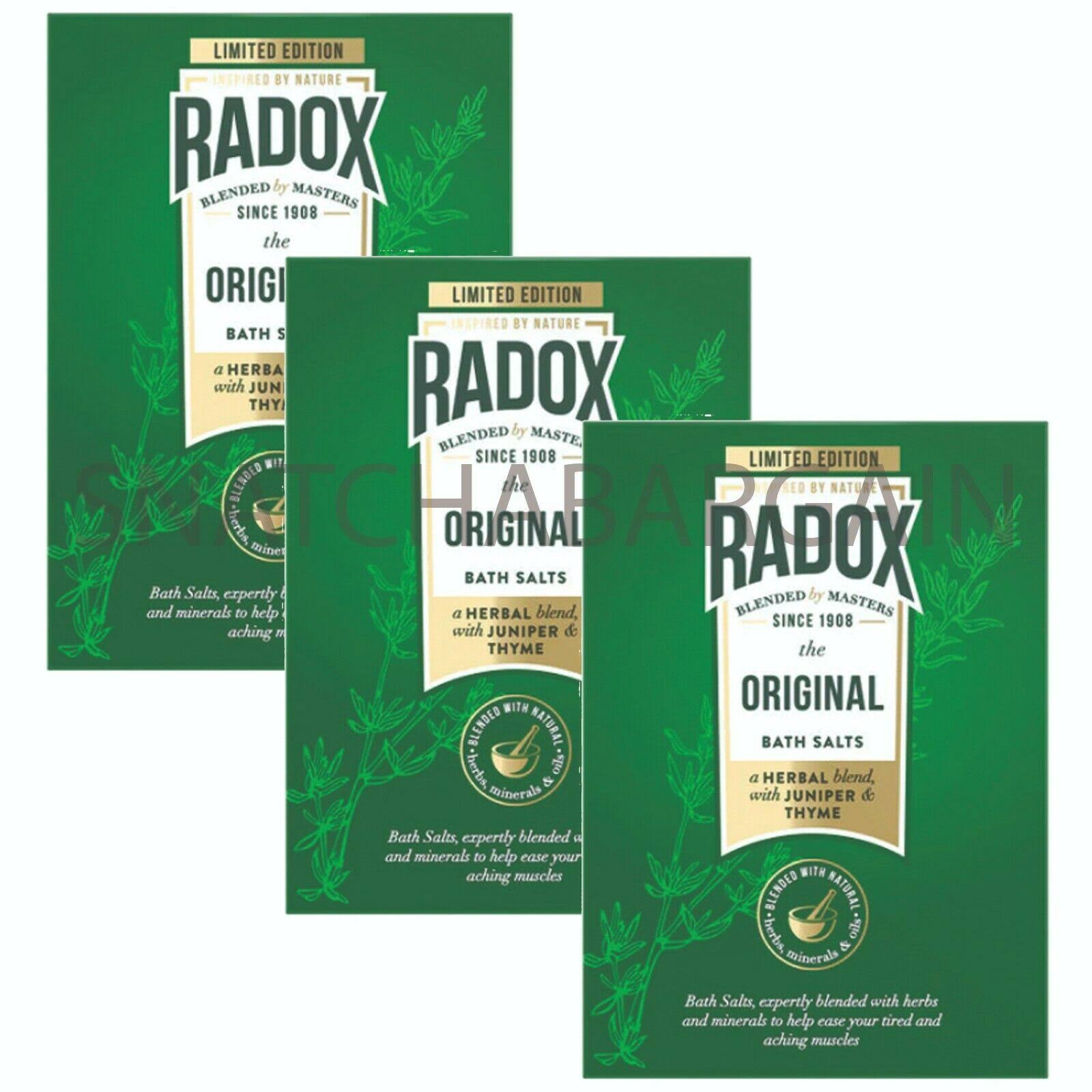 3 x Radox Bath Salts Original 400g A Herbal Blend With Juniper Thyme Relax