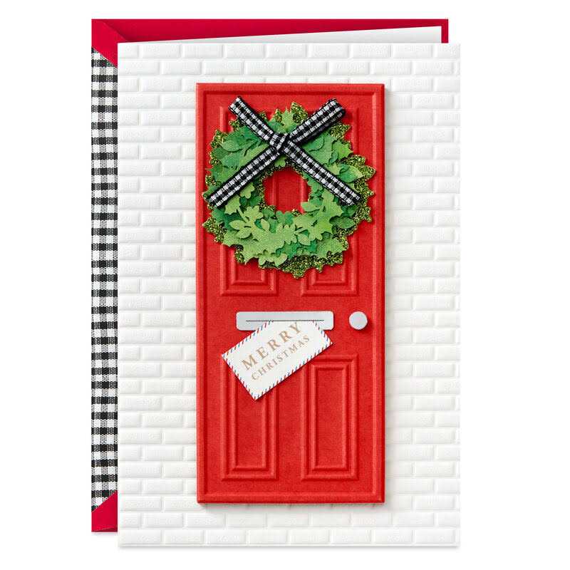 Hallmark Christmas Card, Red Front Door with Wreath Christmas Card