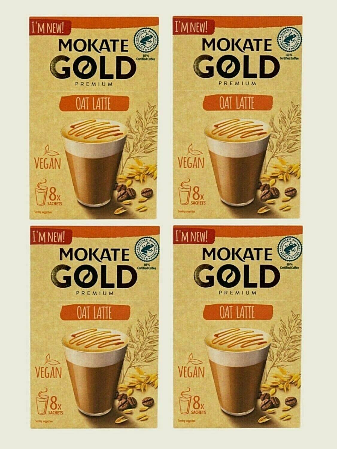 4 x 8 Boxes Mokate Gold Premium Oat Latte Sachets Instant Coffee Vegan