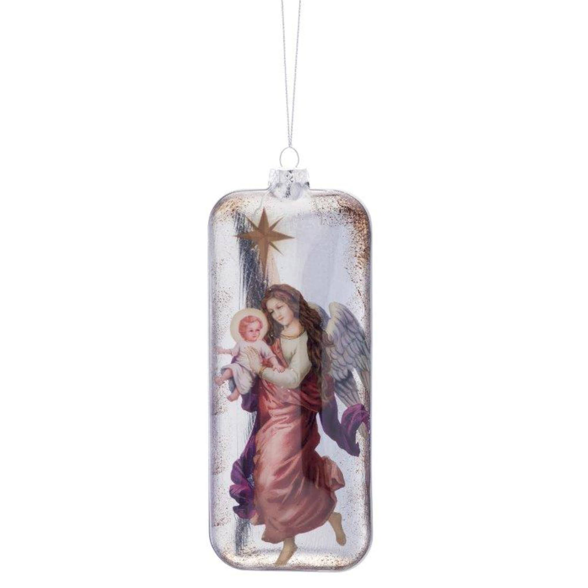 Set of 6 White Angel and Jesus Christmas Ornaments, 8"